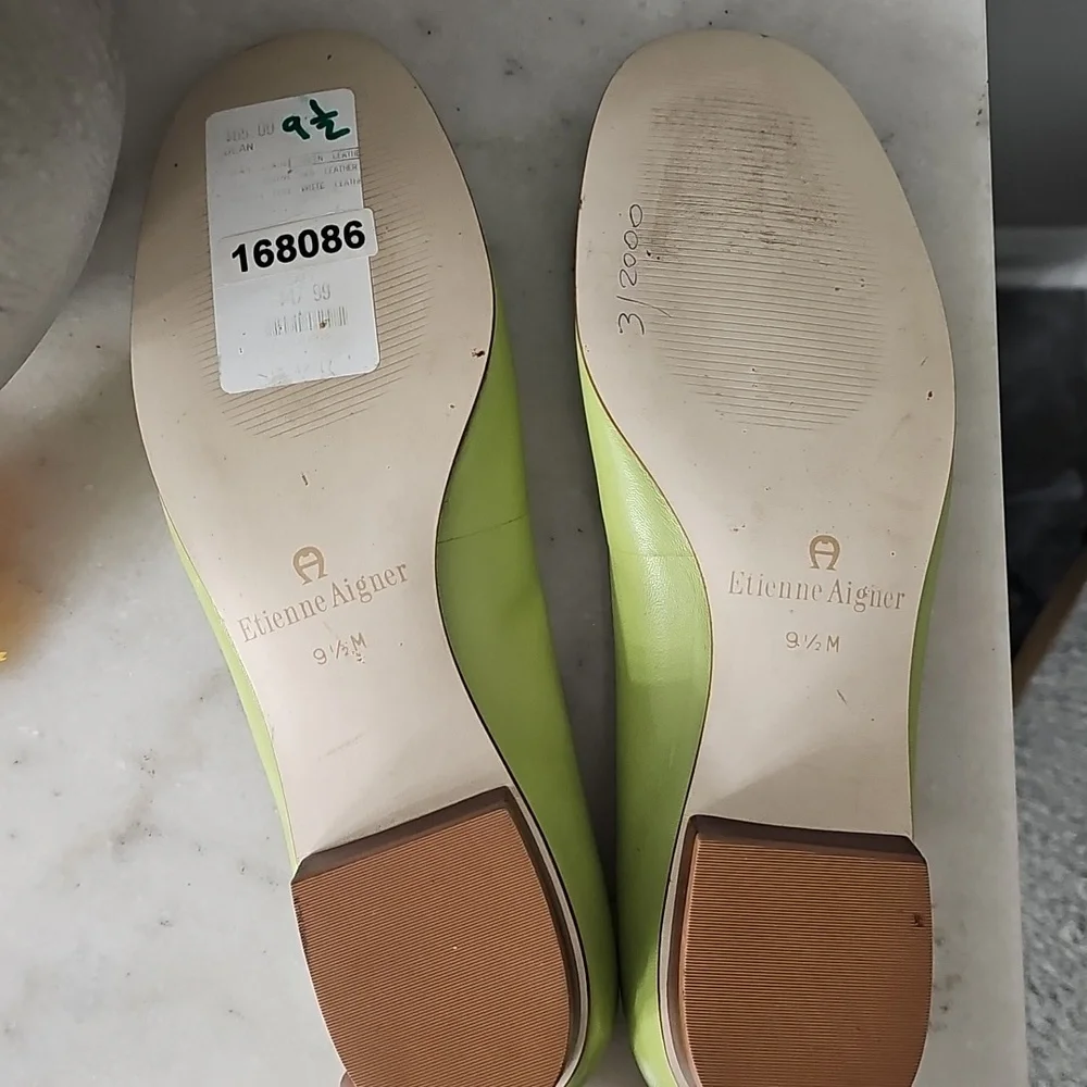 Etienne Aigner Lime Green Floral Ballet Flats - Picture 6 of 6
